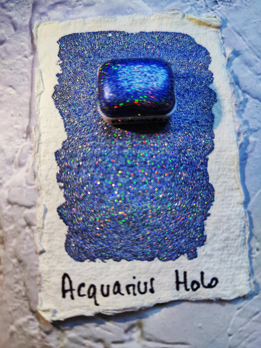 Holographic artisan watercolor 1/4 godet holo blue chrome base paint calligraphy handmade HOLO AQUARIUS